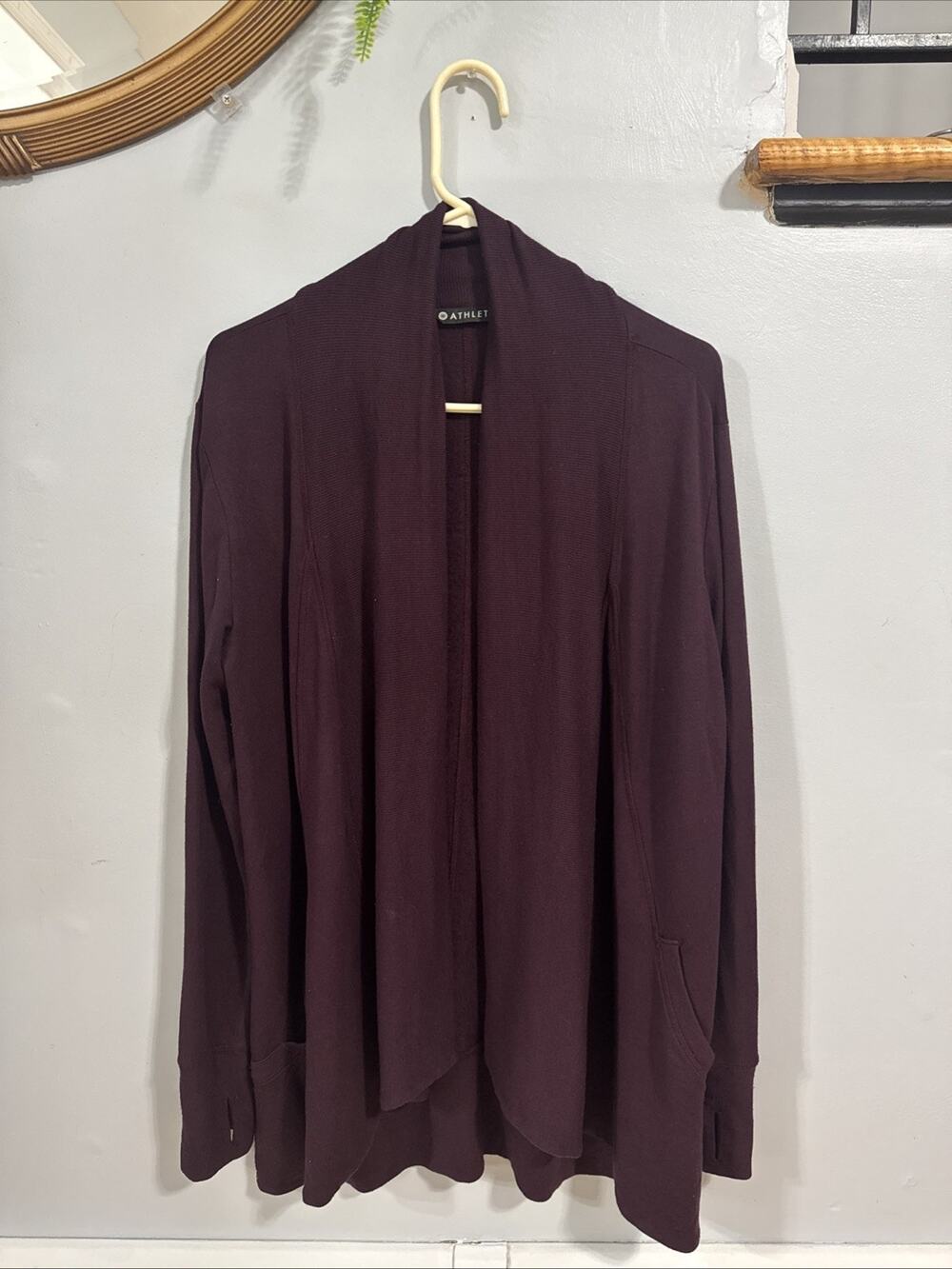 Athleta Pranayama Wrap Sweater Modal Knit Size M Open Front Lagenlook Lounge